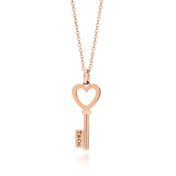 Tiffany Inspired Tiffany Keys heart key pendant in 18k rose gold, mini. - TIF100100372