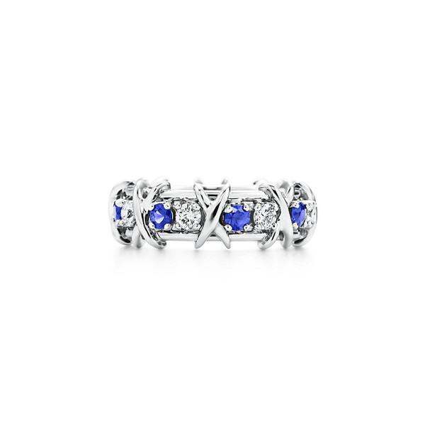 Tiffany Inspired Jean Schlumberger by Tiffany Sixteen Stone Ring with Diamonds and Sapphires - TIF100100616