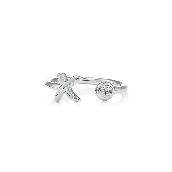 Tiffany Inspired Paloma's Graffiti X wire ring in sterling silver with a diamond. - TIF100100749