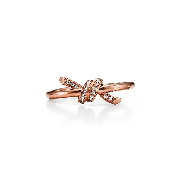 Tiffany Inspired Tiffany Knot Ring in Rose Gold with Diamonds - TIF100100590