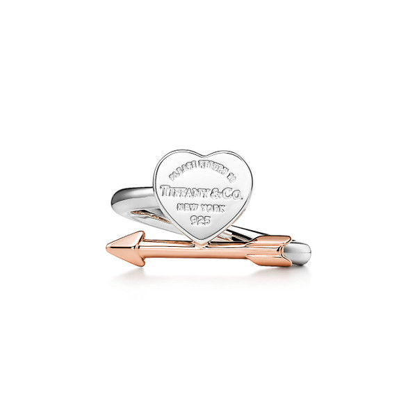 Tiffany Inspired Return to Tiffany® Lovestruck Heart Tag Ring in Silver and Rose Gold - TIF100100670