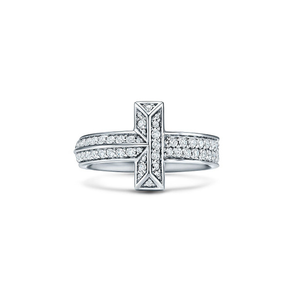 Tiffany Inspired Tiffany T T1 Ring in White Gold with Diamonds - TIF100100595