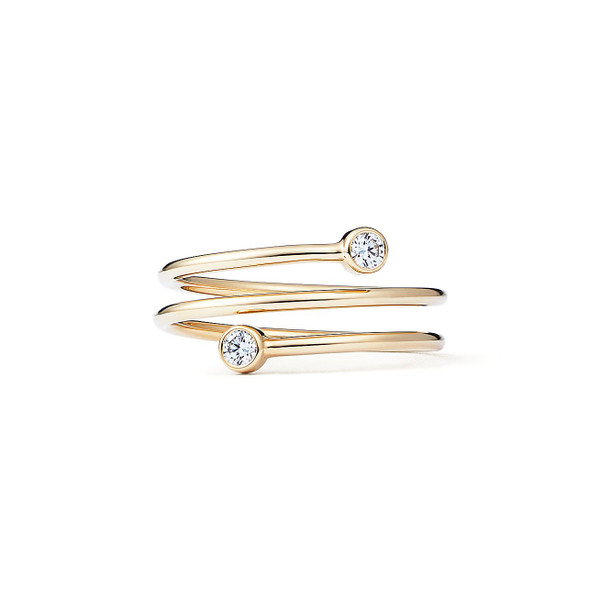 Tiffany Inspired Elsa Peretti® Diamond Hoop three-row ring in 18k gold with diamonds. - TIF100100688
