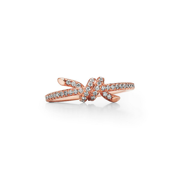 Tiffany Inspired Tiffany Knot Ring in Rose Gold with Diamonds - TIF100100643