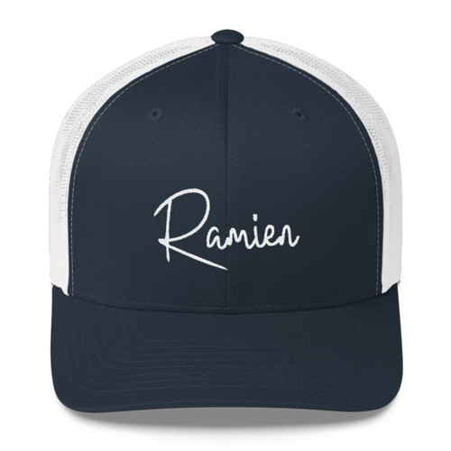 Ramien Signature Collection Trucker Cap in Navy and White