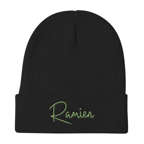 Ramien Knit Beanie in black with kiwi
