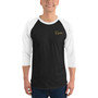 Ramien Signature Collection Mens 3/4 sleeve raglan shirt in black with white sleeves