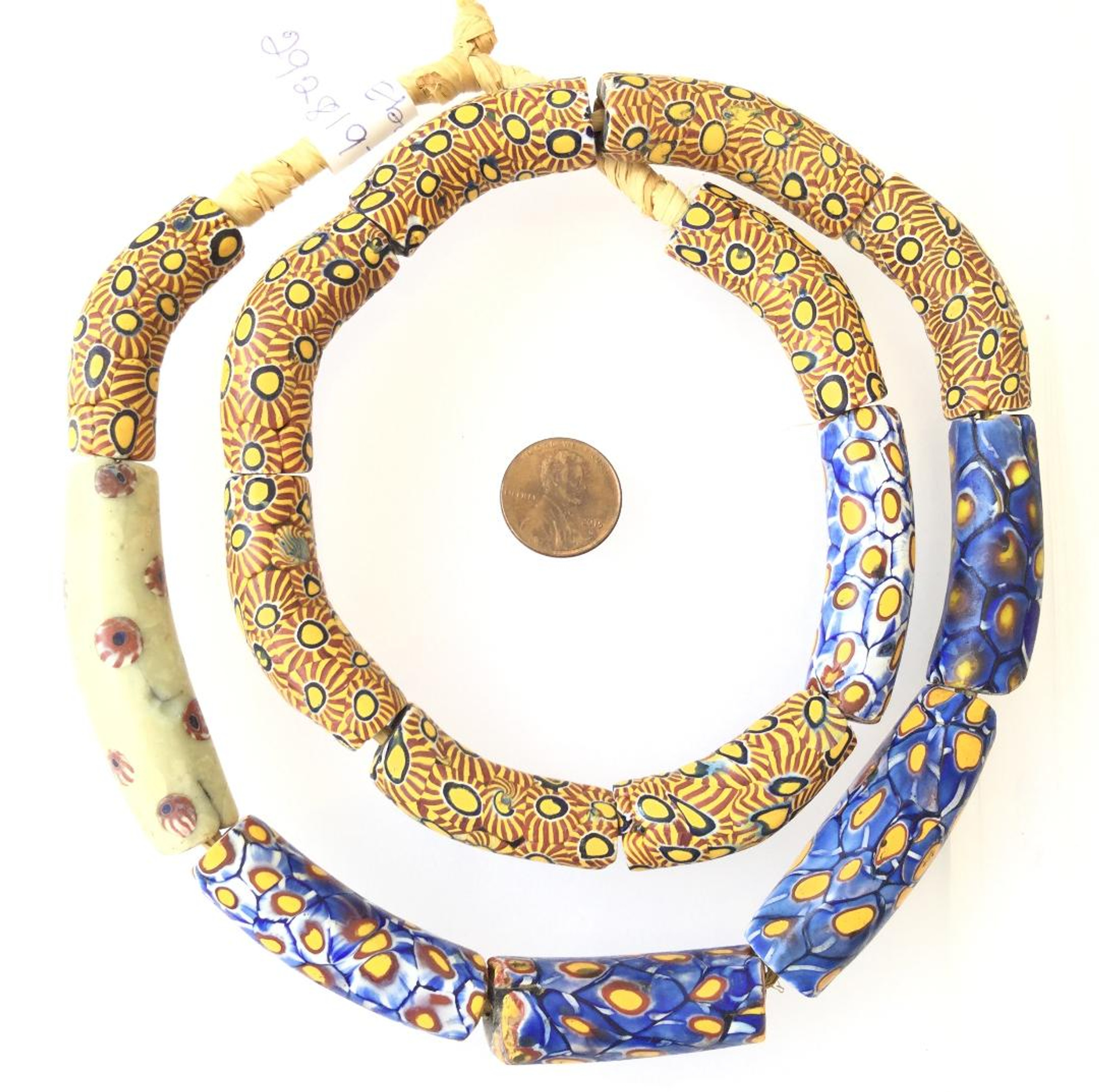 Mixed Elbows Old Rare Antique Venetian Millefiori glass African trade beads