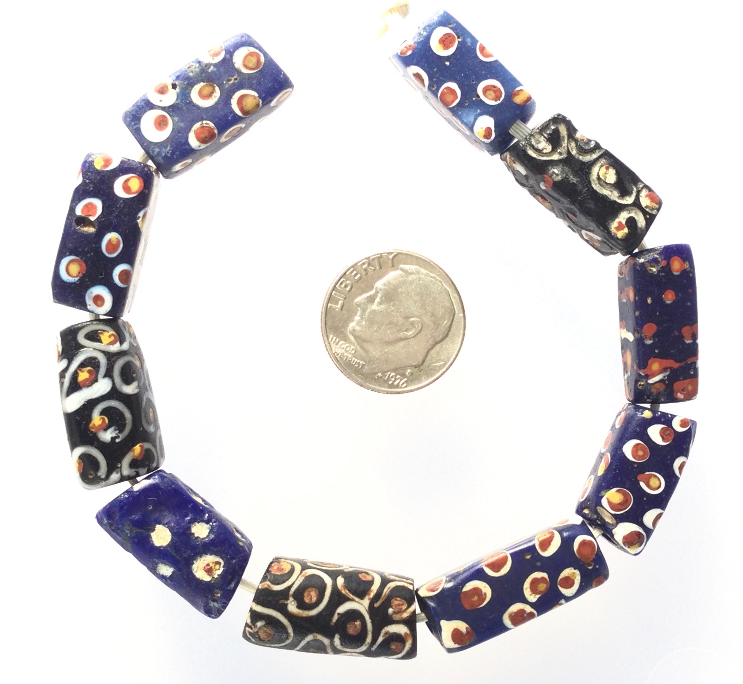 Antique wound glass trade beads