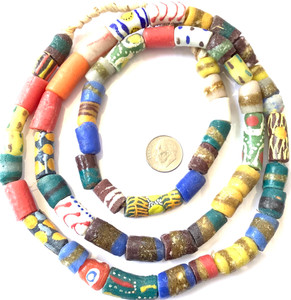 Variety of Handmade Ghana Recycled Glass African Trade beads-Ghana Variety of Handmade Ghana Recycled Glass African Trade beads-Ghana