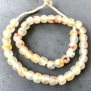 13mm Made in Ghana Clear multi Recycled glass African trade beads-Ghana 13mm Made in Ghana Clear multi Recycled glass African trade beads-Ghana