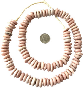 Ghana Ashanti handmade Recycled Glass Opaque light Brown Rondelle Beads-Ghana Ghana Ashanti handmade Recycled Glass Opaque light Brown Rondelle Beads-Ghana