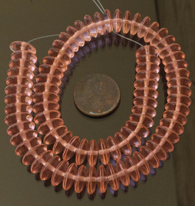 10mm Vintage Czech Bohemian Glass Transparent Pink Rondelle spacer Trade Beads