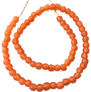 8mm Handmade Pumpkin Orange Krobo recycled Glass African trade Beads-Ghana 8mm Handmade Pumpkin Orange Krobo recycled Glass African trade Beads-Ghana