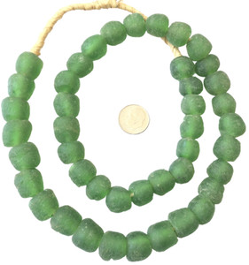 14mm Green Sea Glass Krobo recycled Glass African trade Beads 14mm Green Sea Glass Krobo recycled Glass African trade Beads