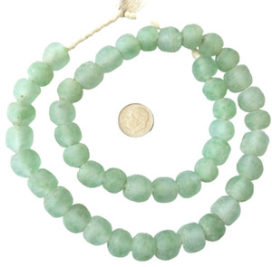 12 mm Ghana Mint Green Handmade Krobo beads Glass African trade Beads-Ghana 12 mm Ghana Mint Green Handmade Krobo beads Glass African trade Beads-Ghana