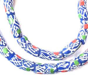 Made in Ghana Handmade Dk Blue white colors Recycled glass African trade beads Made in Ghana Handmade Dk Blue white colors Recycled glass African trade beads