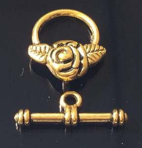 Antique Gold flower Toggle Clasps -Jewelry Supplies