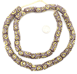 Ghana Handmade brown multi with white eye Recycled glass African trade beads
