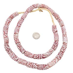 Ghana Handmade Dark old rose Zen Recycled glass African trade beads