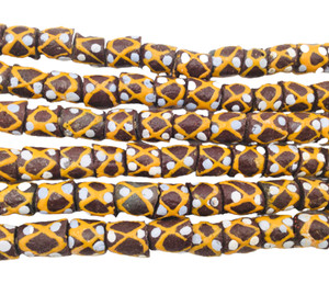 Ghana Handmade brown multi Recycled glass African trade beads