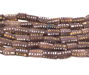 Ghana Handmade brown multi Recycled glass African trade beads [02020]
