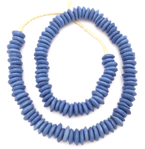 Ghana Ashanti handmade Recycled Glass blue Disk Saucer Beads Ghana Ashanti handmade Recycled Glass blue Disk Saucer Beads