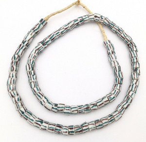 Ghana Handmade white multi Recycled glass African trade beads Ghana Handmade white multi Recycled glass African trade beads