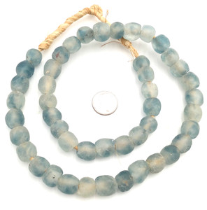 African translucent Blue multi handmade Ghana glass beads [062705]