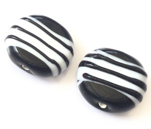 Czech Black and White lamp work trade tabular Bohemian Glass Beads Czech Black and White lamp work trade tabular Bohemian Glass Beads