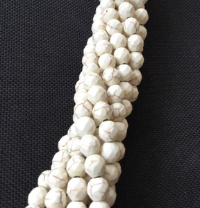 Fine 6mm off white howlite faceted Round Gemstone beads Gemstone Beads Fine 6mm off white howlite faceted Round Gemstone beads Gemstone Beads