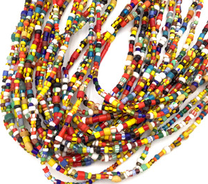 10 Strands Vintage Christmas Beads Glass African Trade Beads-Ghana 10 Strands Vintage Christmas Beads Glass African Trade Beads-Ghana