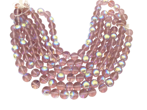 Czech Firepolish Druk Light Amethyst w/ AB 25 Bead Strand Czech Firepolish Druk Light Amethyst w/ AB 25 Bead Strand