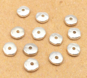 6.5mm Sterling Silver .925 Bali hammered Disk Beads-12pieces
