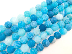 12mm Amazing frosted blue multi Agate Round Gemstone Beads Stone-Jewelry Making [700345]