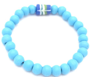 1 Handmade Padre Fancy Powder Blue multi Colored bracelet-African Trade Beads