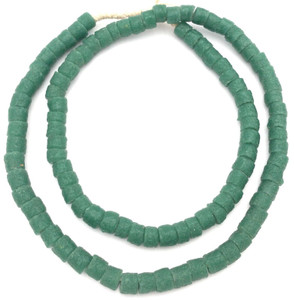 Amazing Green Handmade Ghana recycled glass disk African Trade Beads-Ghana Amazing Green Handmade Ghana recycled glass disk African Trade Beads-Ghana