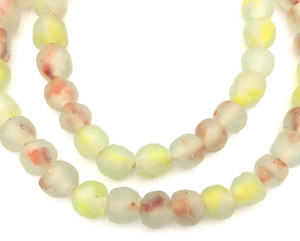 Red and Yellow Multi colored clear Krobo recycled Glass African trade Beads-Ghana  [9935]
