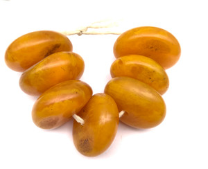 7 pcs of Antique African Copal amber trade beads