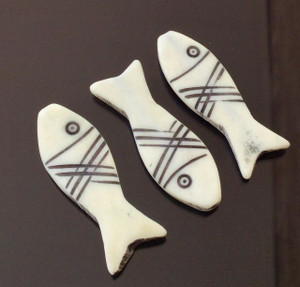 2 Carved Bone Fish Pendant African-Pendants beads