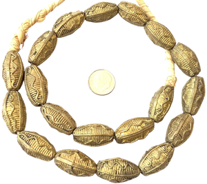 Strand of handmade African Oval Baule brass beads trade beads Strand of handmade African Oval Baule brass beads trade beads