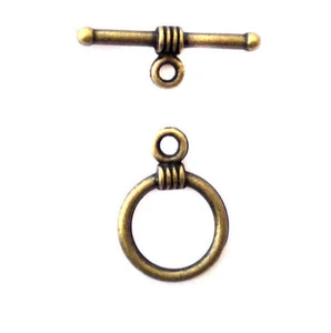 Tiny Antique Bronze round Toggle Clasps-Jewelry Supplies