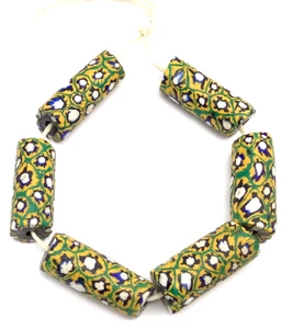 Antique Venetian Chartreuse Green Millefiori African trade beads-#V1335