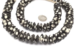 African Saucer Batik Kenya Bone trade beads-#1448