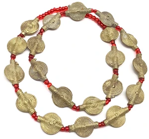 African Oval Baule brass beads trade beads