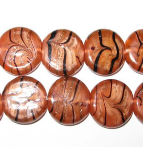 vintage art Czech lampwork tabular feather galss beads