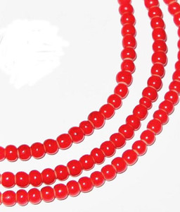 African red white heart glass trade beads
