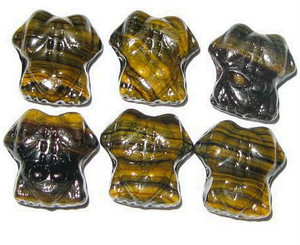 vintage brown marble frog Czech glass beads