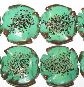fine handmade Czech lamp Bohemian Green Florentine glass bead fine handmade Czech lamp Bohemian Green Florentine glass bead