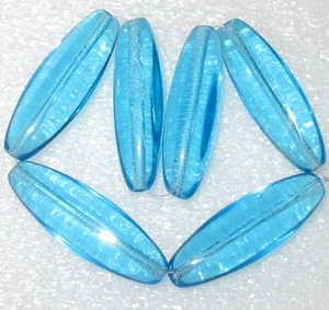 Czech fancy elongate Bohemian sky blue glass beads Czech fancy elongate Bohemian sky blue glass beads